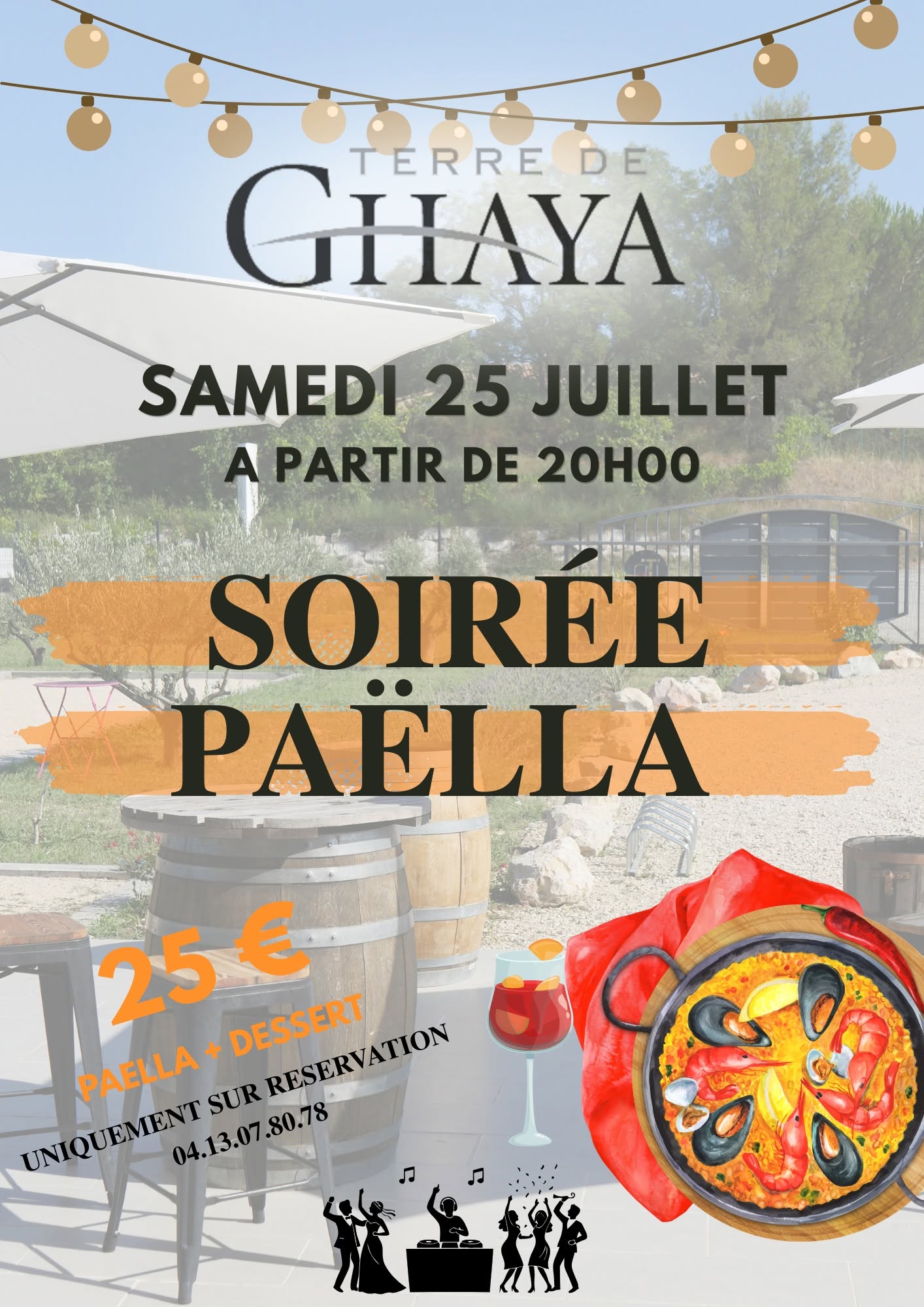 Soirée Paëlla au domaine Terre de Ghaya à Bédoin