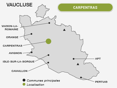 Localisation de Carpentras dans le Vaucluse vignoble et terroir