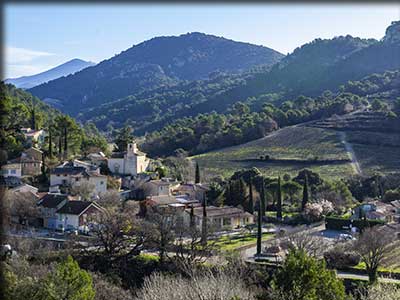 Terroir et vignes dans le village de Lafare, au coeur des Dentelles de Montmirail dans le Vaucluse