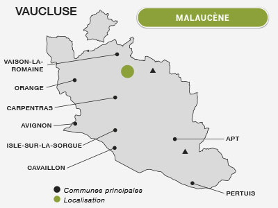 lacalisation malaucène Vaucluse mont Vnetoux et Dentelles de Montmirail