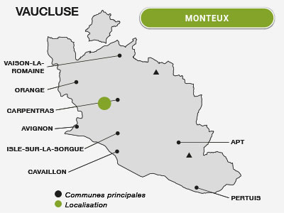 Localisation de Monteux patrimoine et terroir en Vaucluse