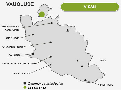 Localisation de Visan dans le Vaucluse situé dans l'Enclave des Papes